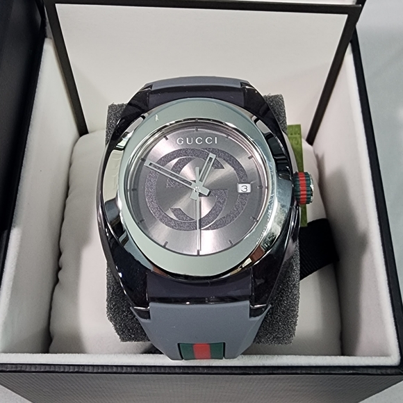 Gucci Sync Stainless Steel & Rubber-Strap Watch YA137109A 46mm - Gray NEW - Picture 2 of 6